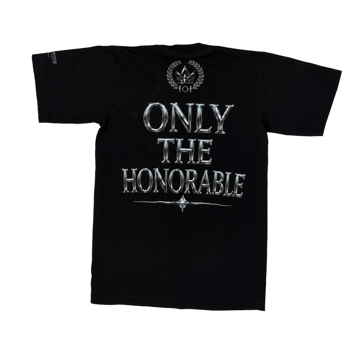 Silver Standard black heavyweight tee, Only The Honorable back