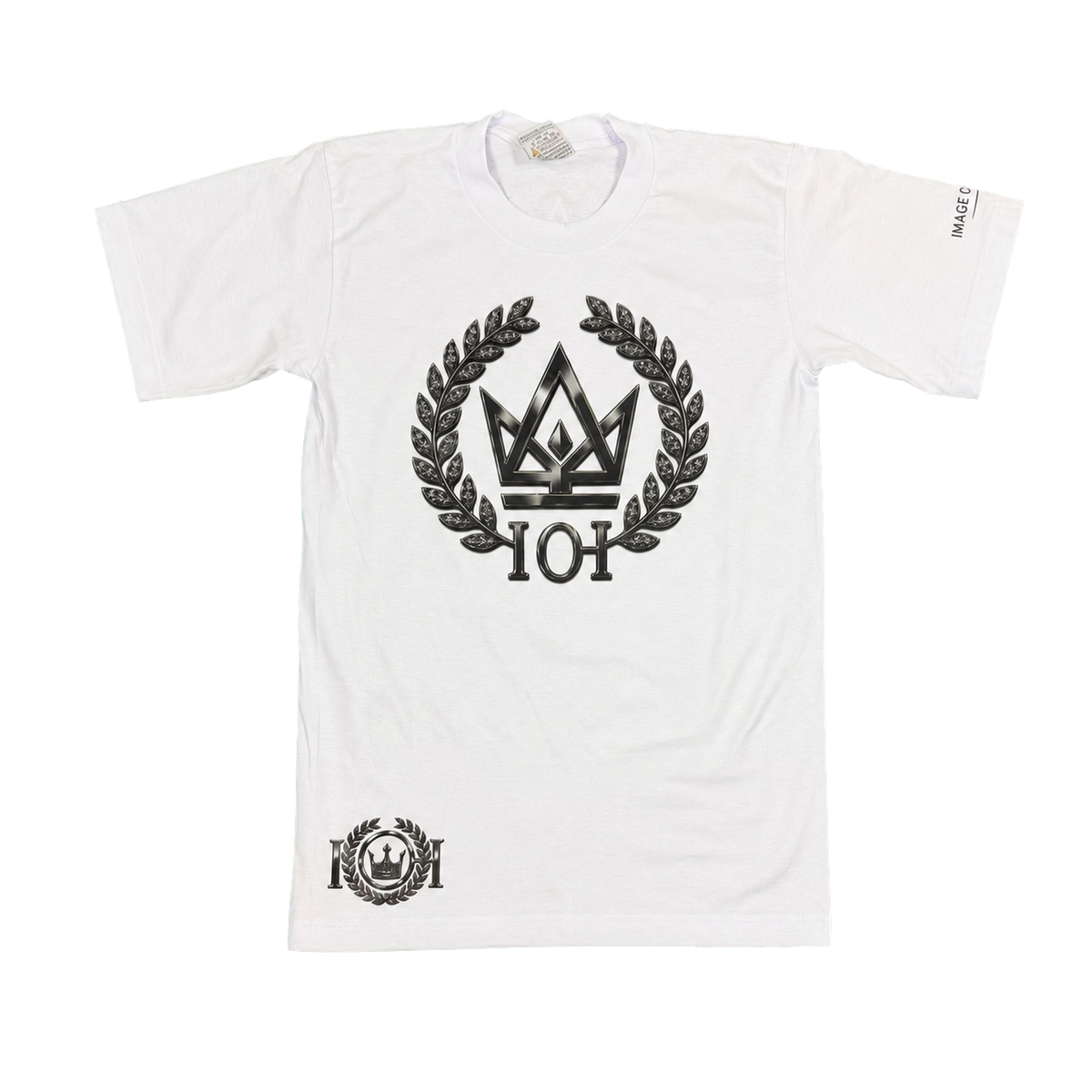 Death Before Dishonor white and black chrome tee front