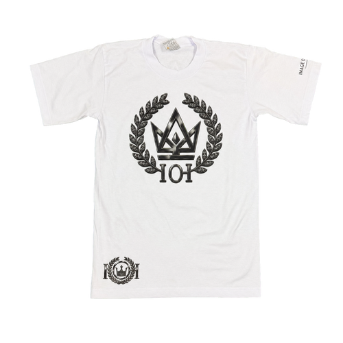 Death Before Dishonor white and black chrome tee front
