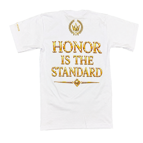 Honor Is The Standard white and gold tee back