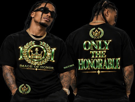 emerald tee front and only the honorable on black background