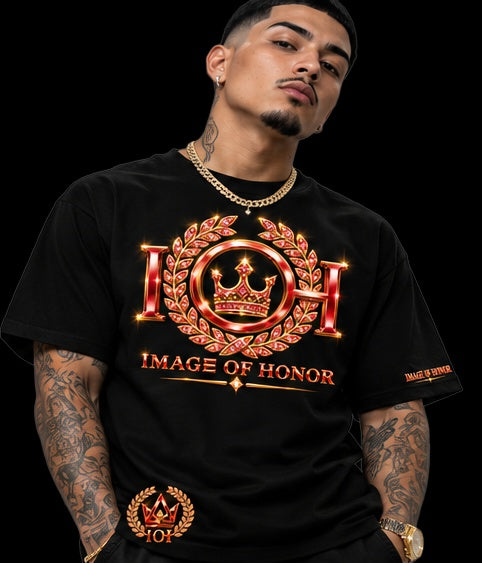 ruby tee front on black background