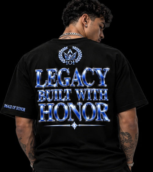 sapphire tee back legacy built with honor on black background