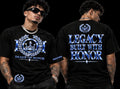 sapphire tee front and legacy built with honor on black background