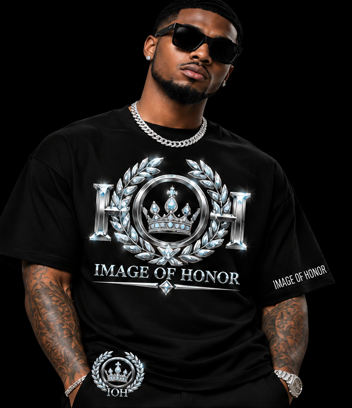 Silver Standard tee front on black background