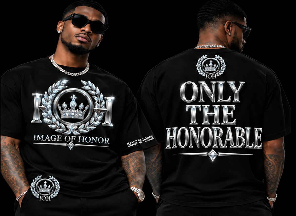 Silver Standard tee only the honorable front back on black background