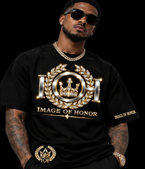 two-tone tee front on black background