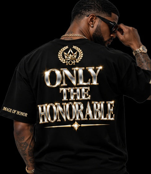 two-tone tee back only the honorable on black background