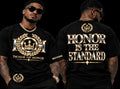 two-tone tee front and honor is the standard on black background