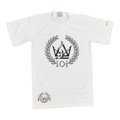Silver Standard white heavyweight tee, silver crown crest front