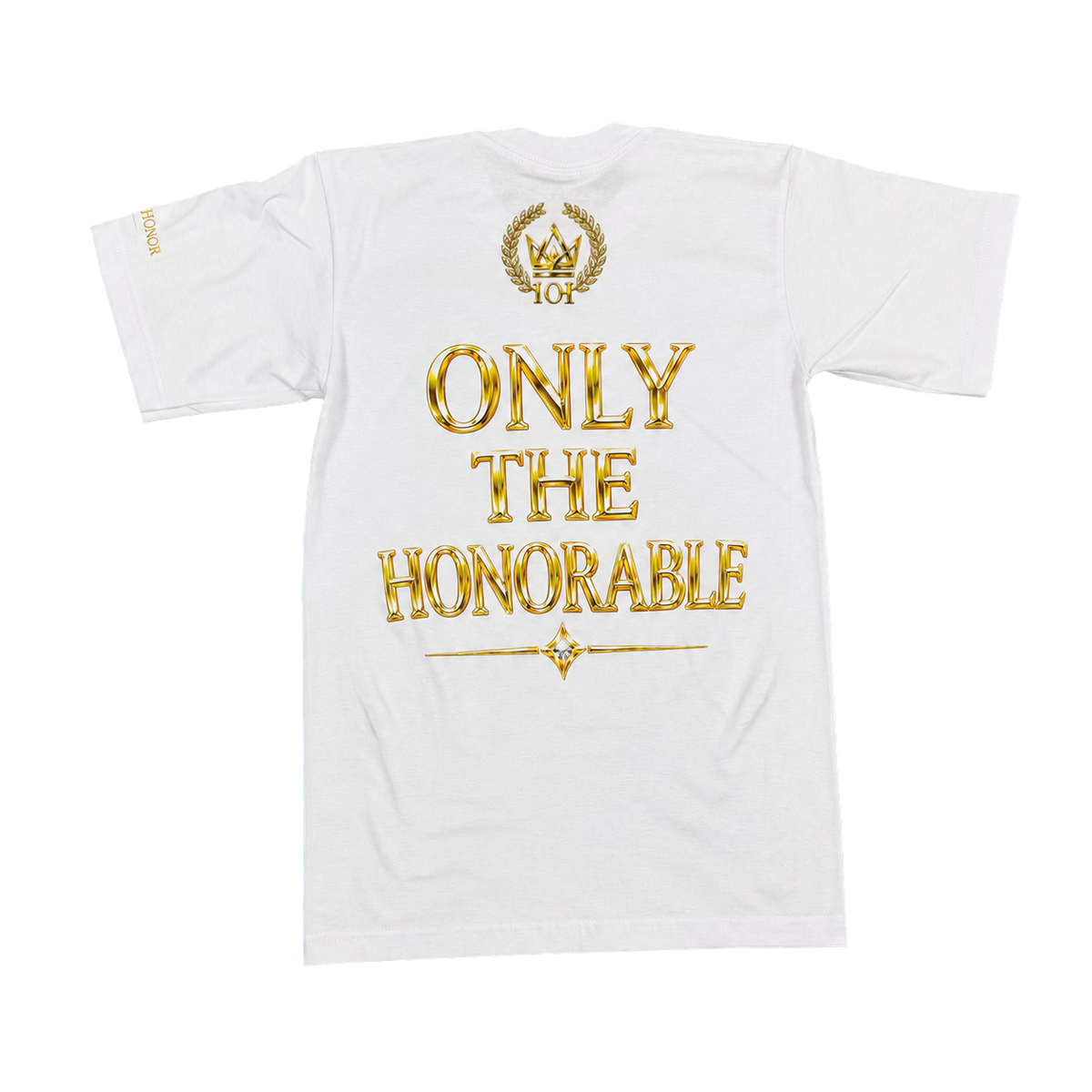 Only The Honorable white and gold tee back