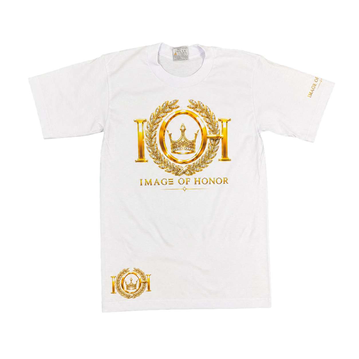 Only The Honorable white and gold tee front