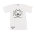 Silver Standard white heavyweight tee, silver IOH emblem front